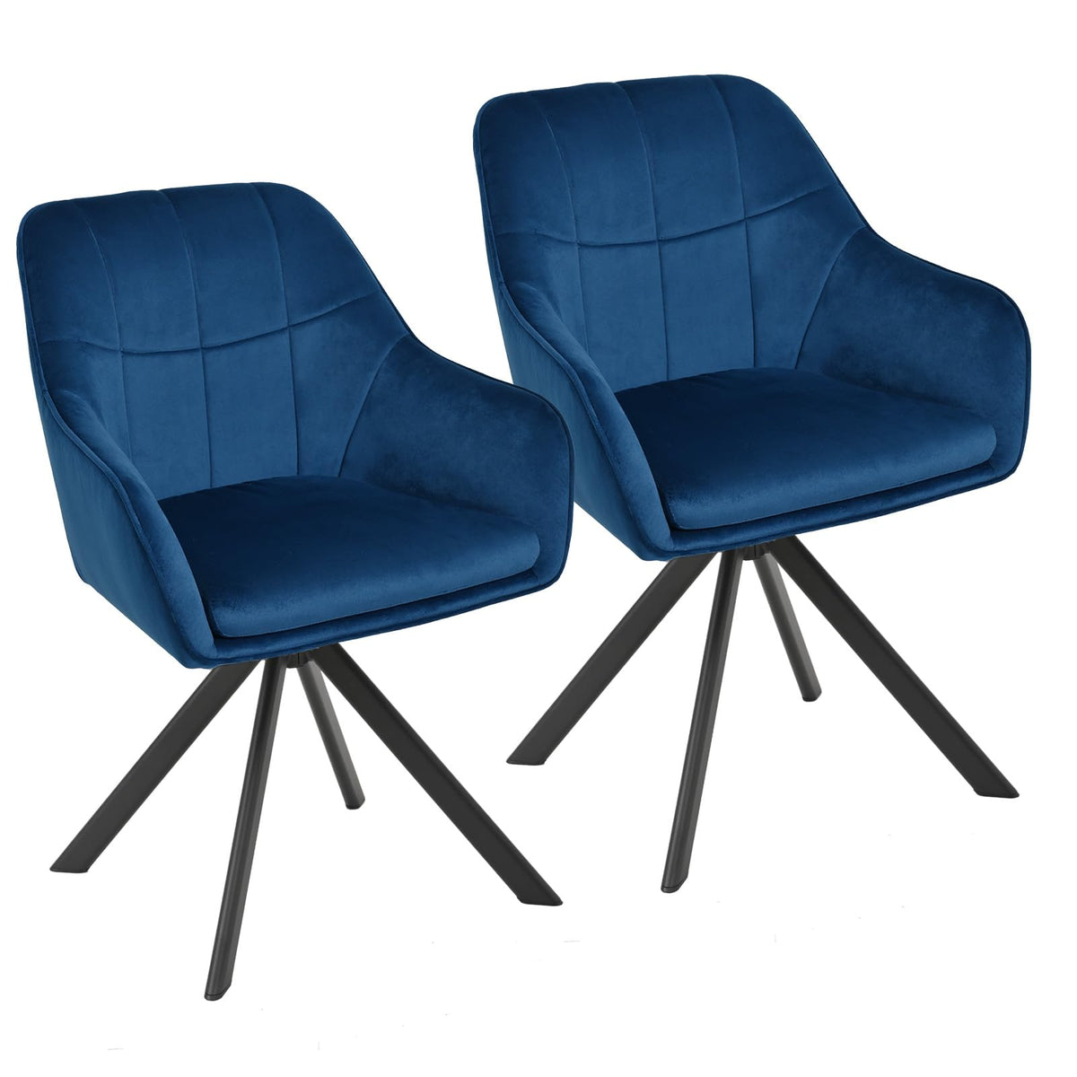 Drehstuhl Esszimmer 4er Set Samt Grün mit Armlehne Polsterstuhl Esszimmerstühle drehbar Küchenstuhl mit Metallbeine für Wohnzimmer Esszimmer