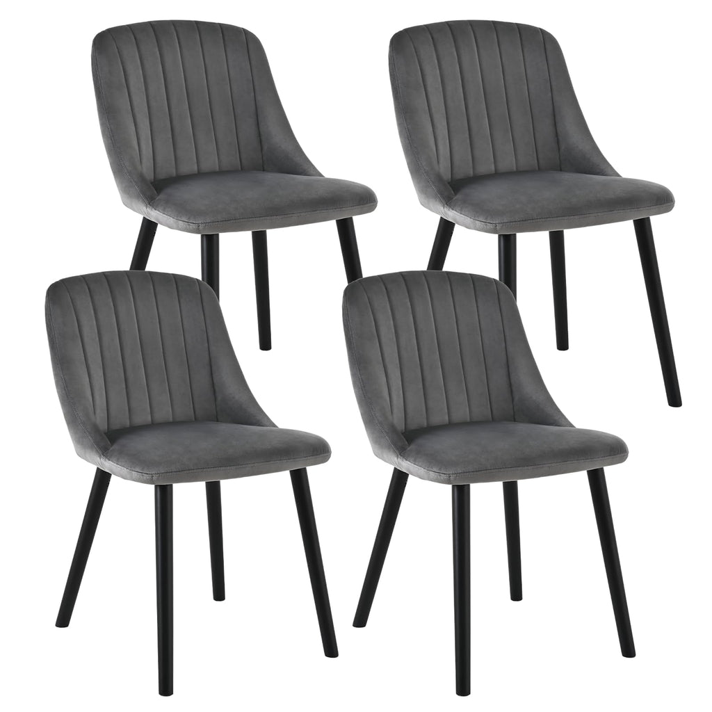 Esszimmerstühle Beige 4er Set Holzbeine Polsterstuhl Küchenstuhl aus Polyester Stühle Esszimmer Wohnzimmerstuhl für Esszimmer Küche Büro