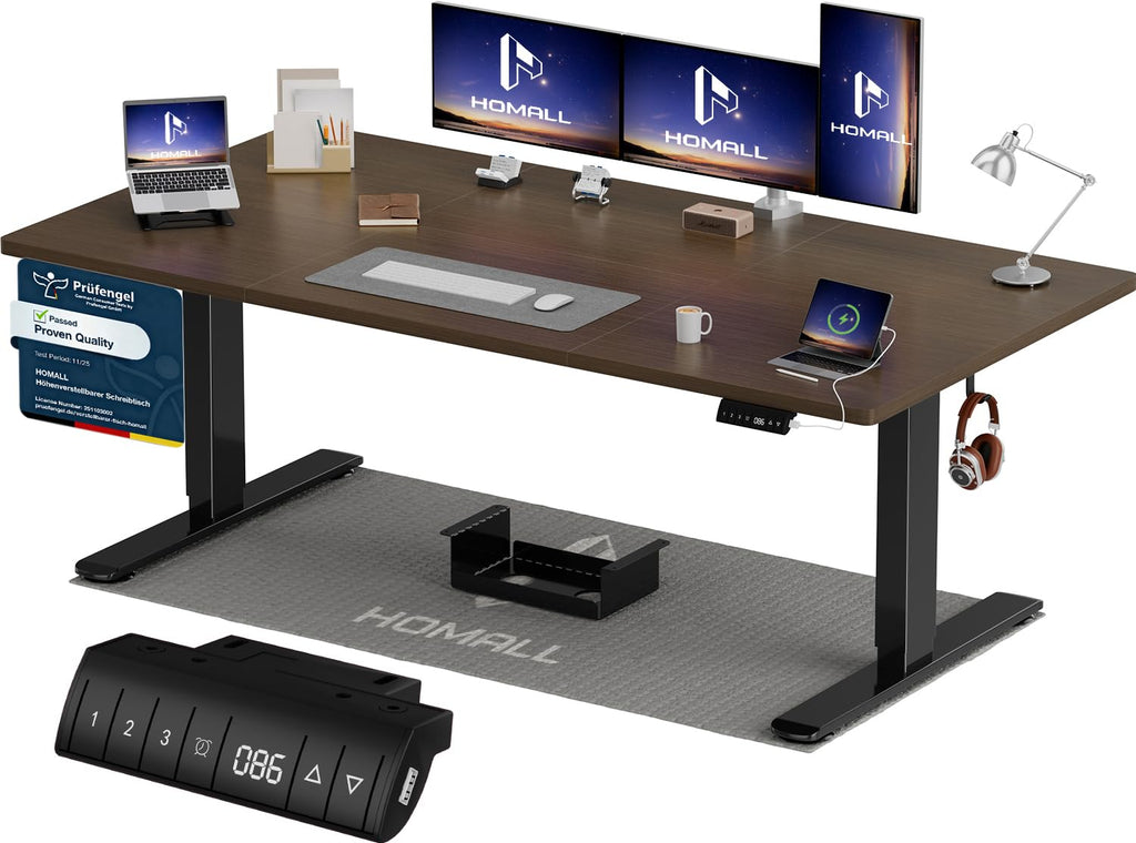 Homall Elektrischer Schreibtisch höhenverstellbar Weiß – Standing Desk mit USB-A, Memory-Funktion & Kabelmanagement