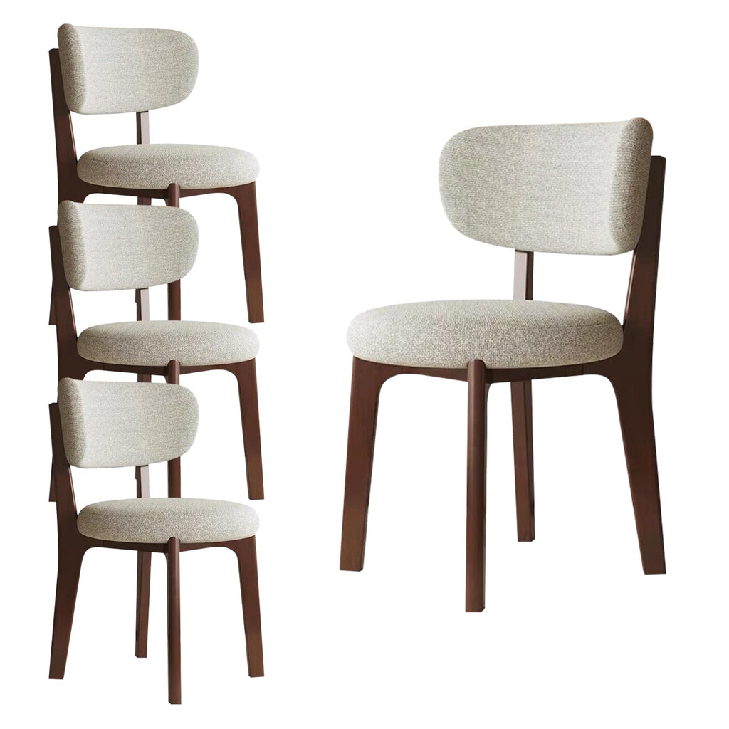 Esszimmerstühle 4er Set mit Polsterung, Holzbeine in Walnuss, Khaki, Küchenstühle mit geschwungener Rückenlehne