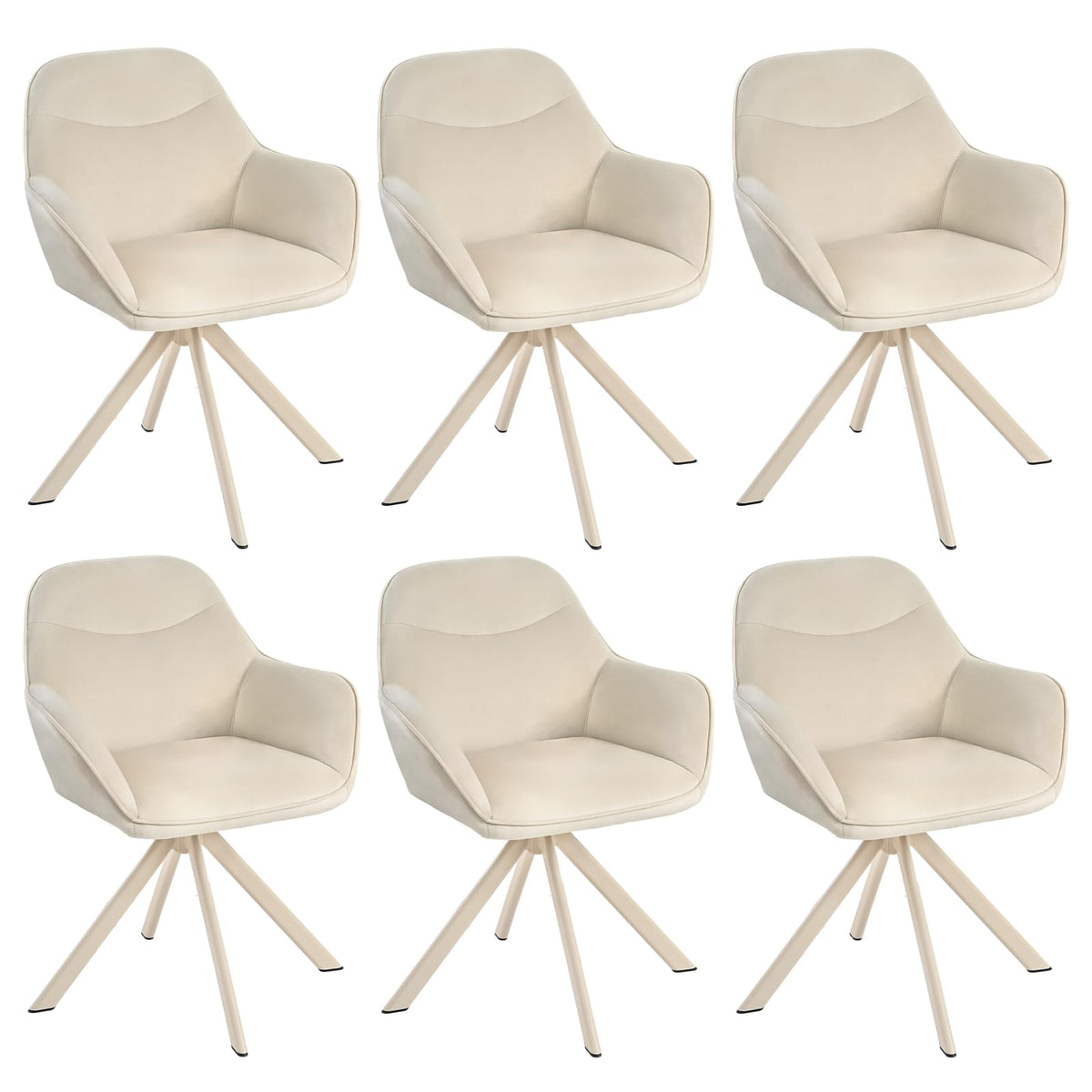 6er Set Esszimmerstühle Drehbar mit Armlehne, 360° Drehstuhl Polsterstuhl Samt Modern Küchenstuhl mit Metallbeine für Esszimmer, Wohnzimmer, Büro, Dunkelgrau