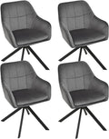 Esszimmerstühle drehbar 4er Set Grau Armlehnenstuhl Polsterstuhl drehstuhl Esszimmer drehstühle aus Samt Küchenstuhl mit Metallbeine für Wohnzimmer Esszimmer