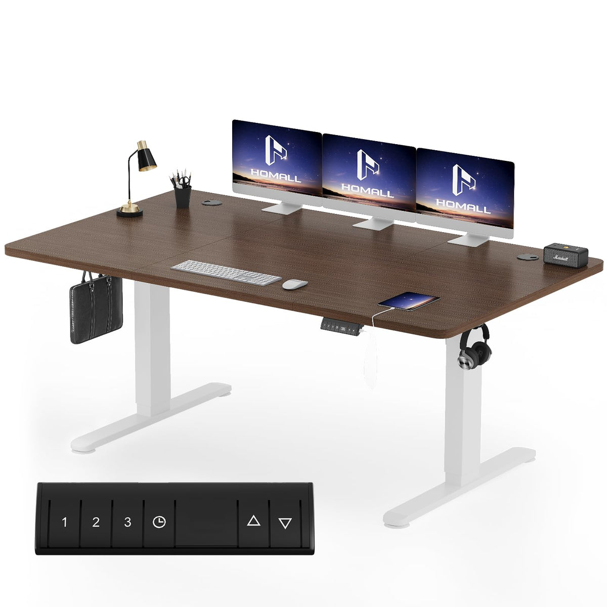 Homall Elektrischer Schreibtisch höhenverstellbar Weiß – Standing Desk mit USB-A, Memory-Funktion & Kabelmanagement