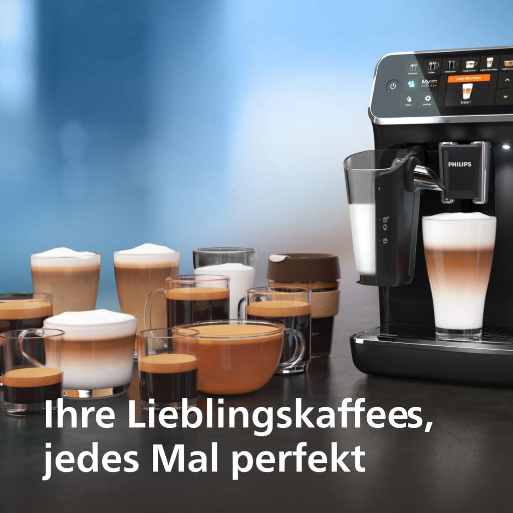 PHILIPS Kaffeevollautomat LatteGo 5400 Serie, Schwarz, 12 Spezialitäten