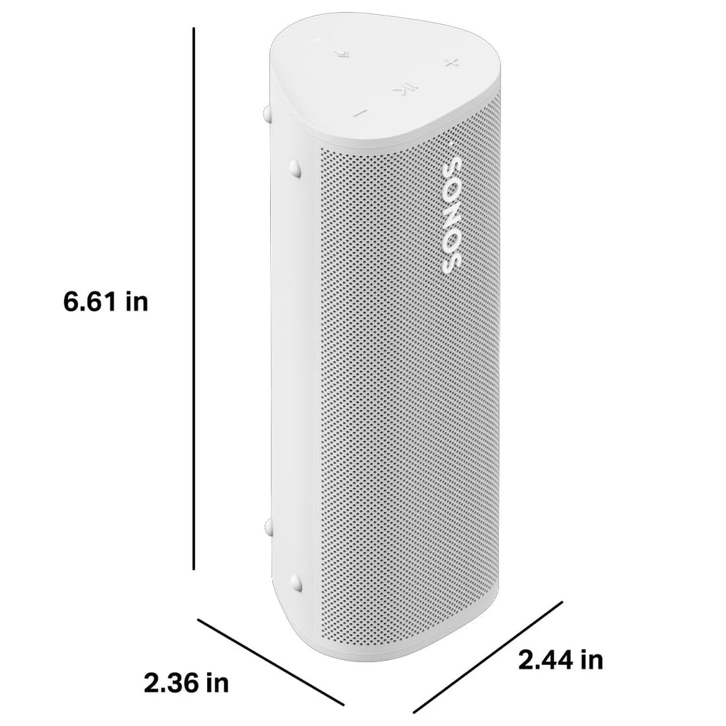 Sonos Roam 2 | Leichter, mobiler und wasserdichter Speaker mit Bluetooth, WLAN, mindestens 10 Stunden Akkulaufzeit und Voice Control für drinnen und draußen - Weiß