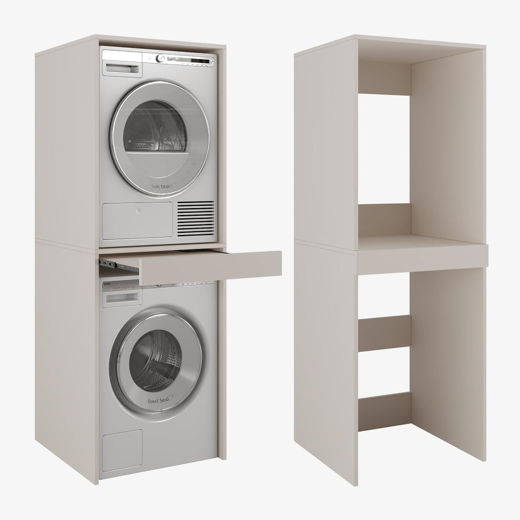 PLATAN ROOM Hochschrank Badschrank Waschmaschine Trockner Schrank Waschmaschinenschrank für Waschmaschine & Wäschetrockner Überbauschrank 187 x 65 x 66 cm Badregal (Weiß, 66 cm breit)