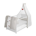 roba Babybett Set 70x140 cm mit Matratze, Bettwäsche & Himmel – Umbaubares Kinderbett zum Juniorbett, höhenverstellbar