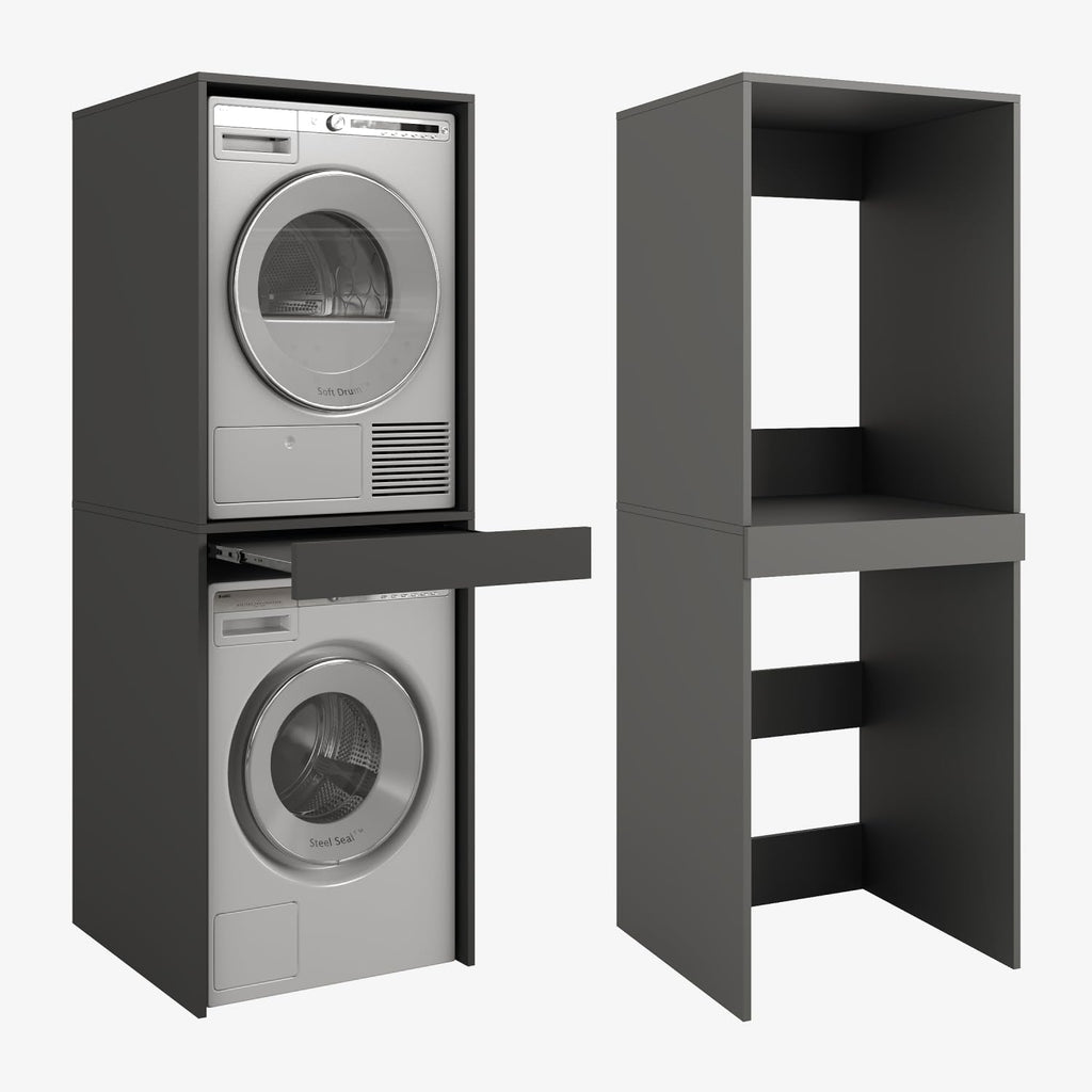 PLATAN ROOM Hochschrank Badschrank Waschmaschine Trockner Schrank Waschmaschinenschrank für Waschmaschine & Wäschetrockner Überbauschrank 187 x 65 x 66 cm Badregal (Weiß, 66 cm breit)