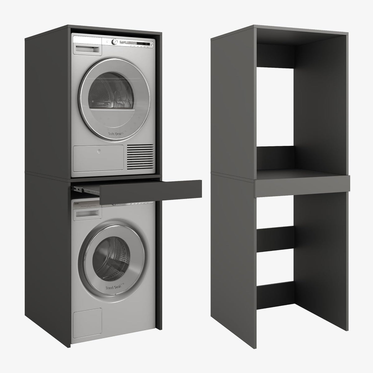 PLATAN ROOM Hochschrank Badschrank Waschmaschine Trockner Schrank Waschmaschinenschrank für Waschmaschine & Wäschetrockner Überbauschrank 187 x 65 x 66 cm Badregal (Weiß, 66 cm breit)