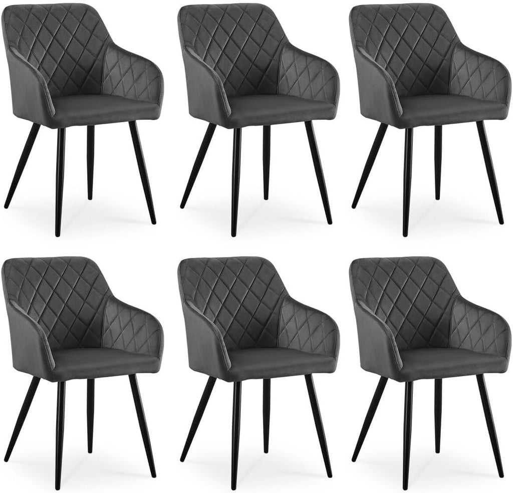 CLIPOP Esszimmerstühle 2er Set, Küchenstühle Grau Samtstoff stühle Polsterstühle mit Armlehne Metallbeine Polstersessel Stühle für Esszimmer Küche (2, Samt Grau)