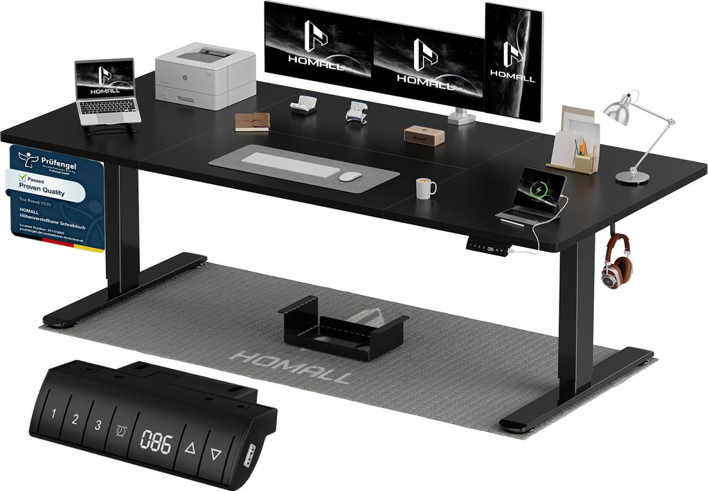 Homall Elektrischer Schreibtisch höhenverstellbar Weiß – Standing Desk mit USB-A, Memory-Funktion & Kabelmanagement