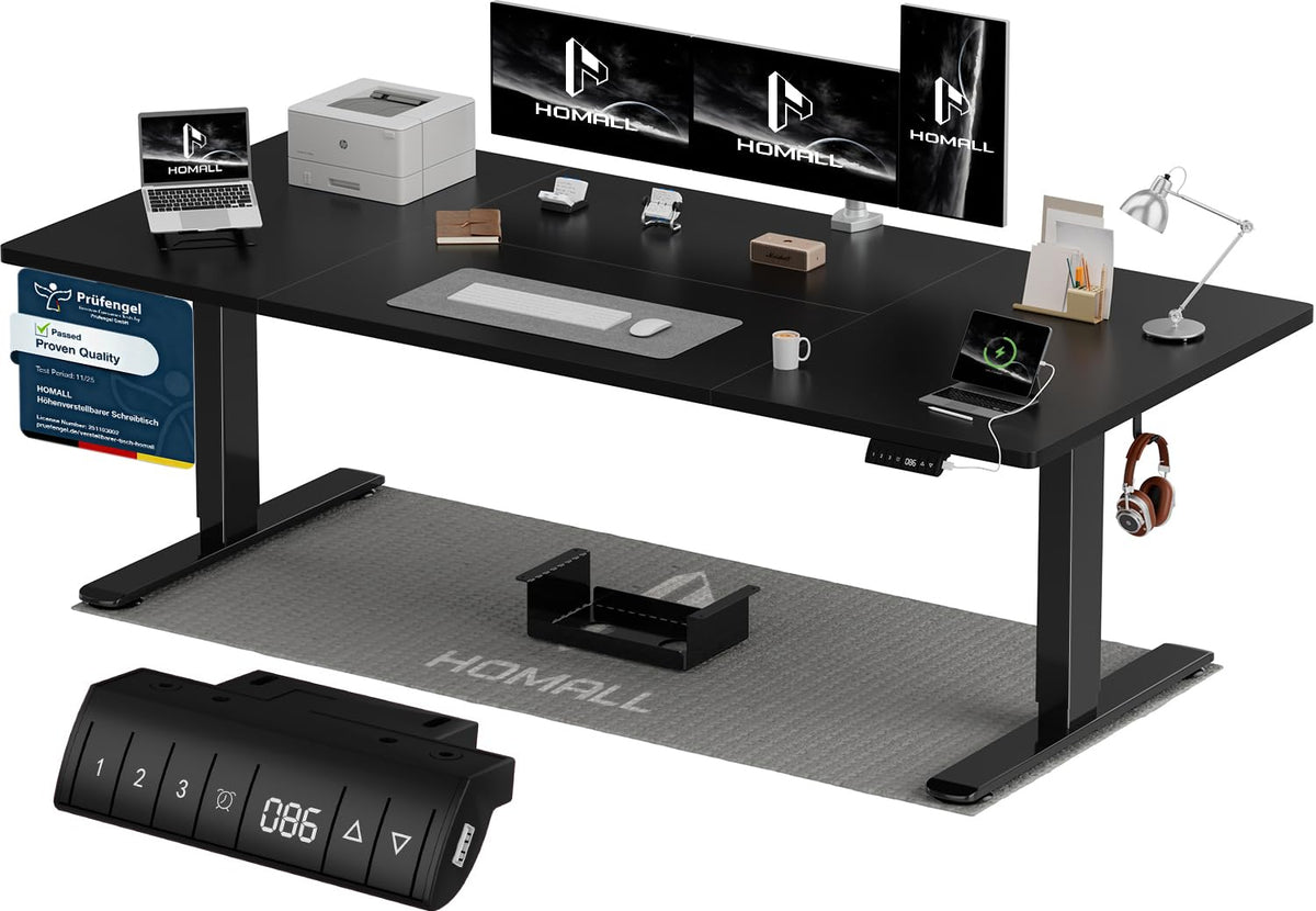 Homall Elektrischer Schreibtisch höhenverstellbar Weiß – Standing Desk mit USB-A, Memory-Funktion & Kabelmanagement