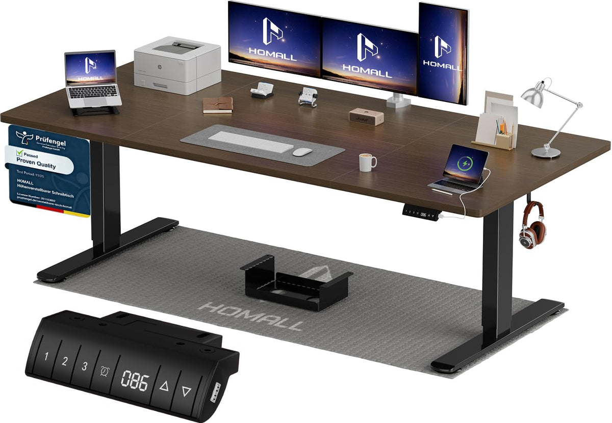 Homall Elektrischer Schreibtisch höhenverstellbar Weiß – Standing Desk mit USB-A, Memory-Funktion & Kabelmanagement