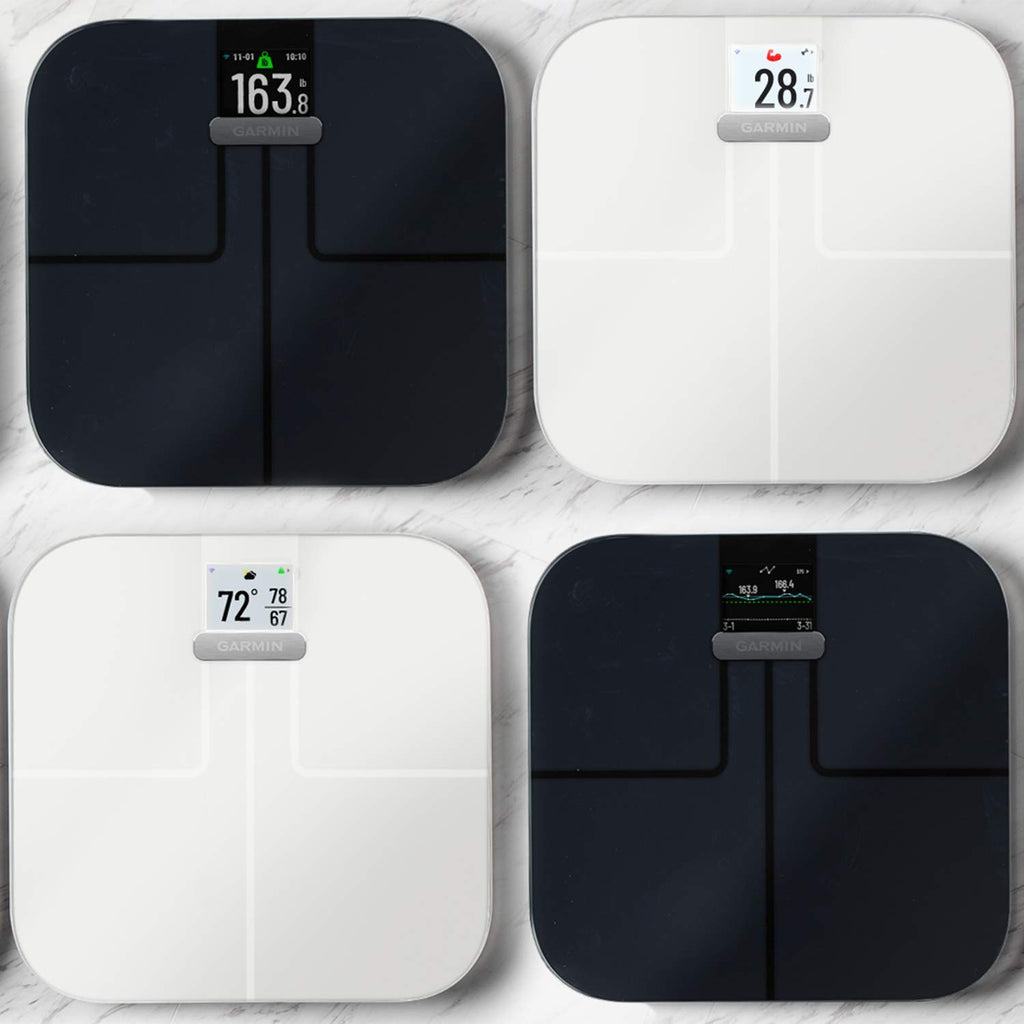 Garmin Index S2 Smart Waage – misst das Gewicht, Gewichtstrend, Körperfettanteil, Muskelmasse, BMI. Mit WLAN, Garmin Connect App-Anbindung und für bis zu 16 Personen