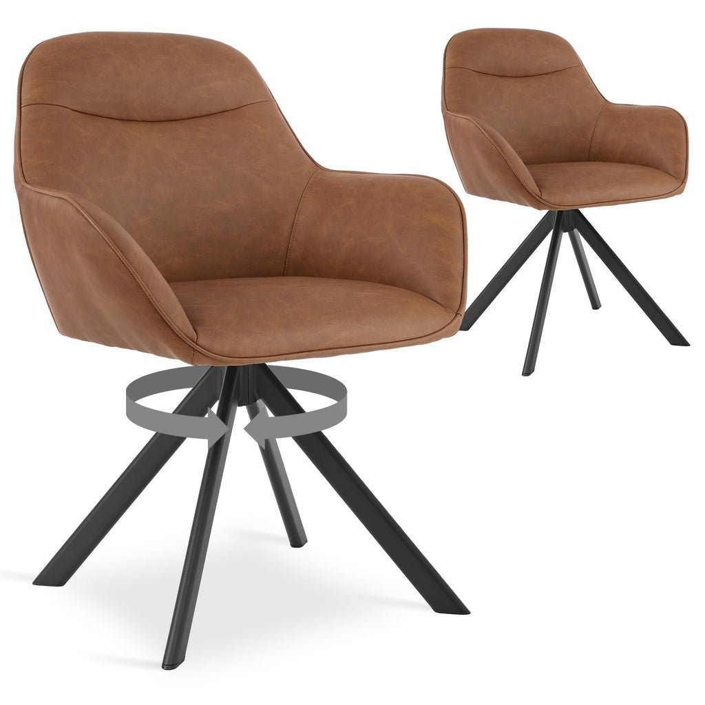 6er Set Esszimmerstühle Drehbar mit Armlehne, 360° Drehstuhl Polsterstuhl Samt Modern Küchenstuhl mit Metallbeine für Esszimmer, Wohnzimmer, Büro, Dunkelgrau