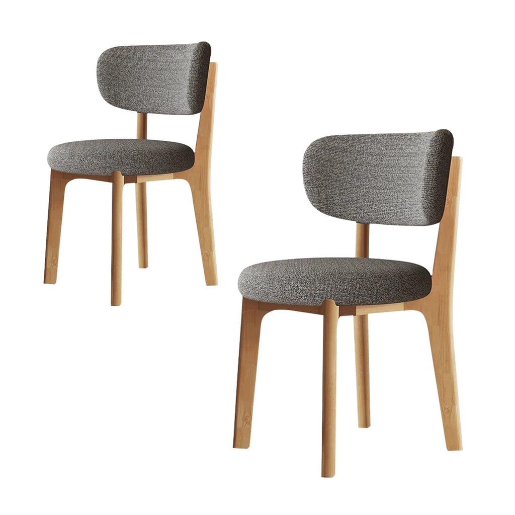 Esszimmerstühle 4er Set mit Polsterung, Holzbeine in Walnuss, Khaki, Küchenstühle mit geschwungener Rückenlehne