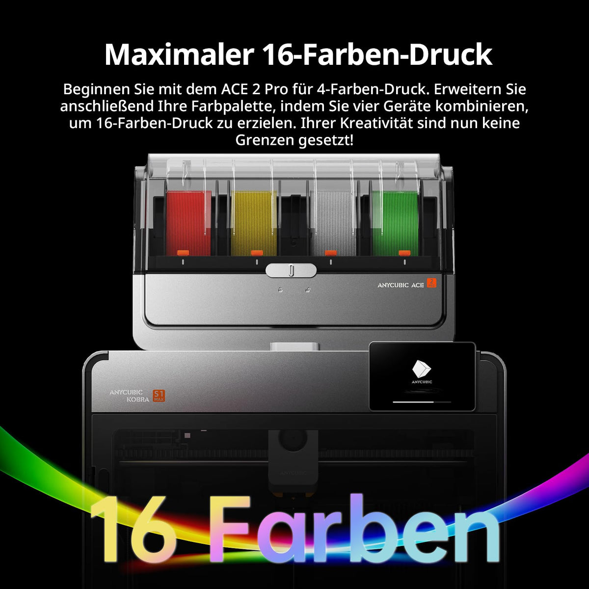 Anycubic Kobra S1 Max Combo 3D Drucker Mehrfarbig, 350 °C Hotend