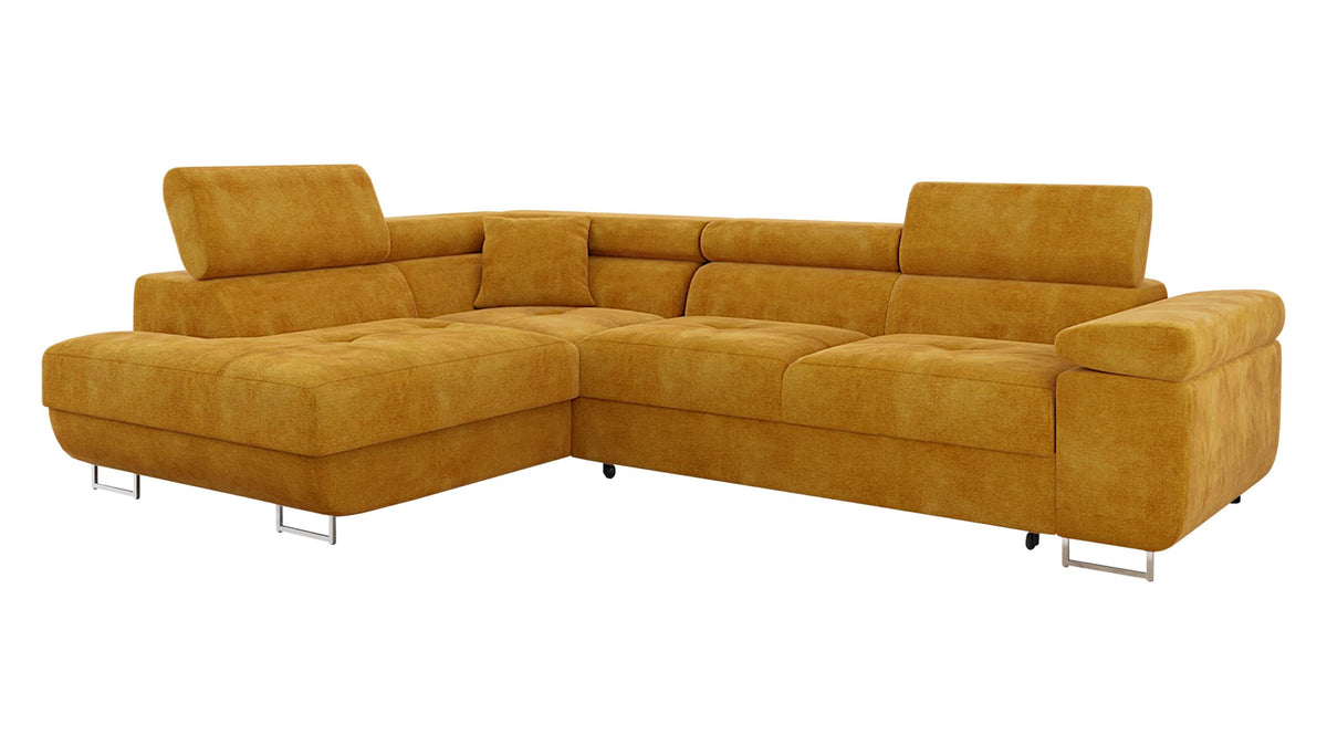 Mirjan24 Torezio Ecksofa mit Schlaffunktion & Bettkasten – L-Form Wohnlandschaft mit verstellbaren Kopfstützen, Schlafsofa für Wohnzimmer