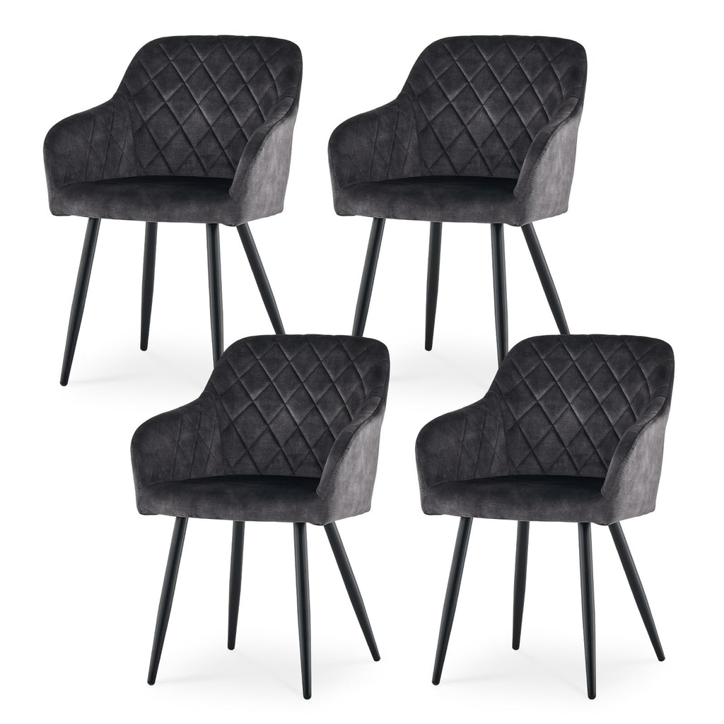 CLIPOP Esszimmerstühle 4er Set, Küchenstühle Grau Kunstlederstoff stühle Polsterstühle mit Armlehne Metallbeine Polstersessel Stühle für Esszimmer Küche (4, Kunstleder Grau)