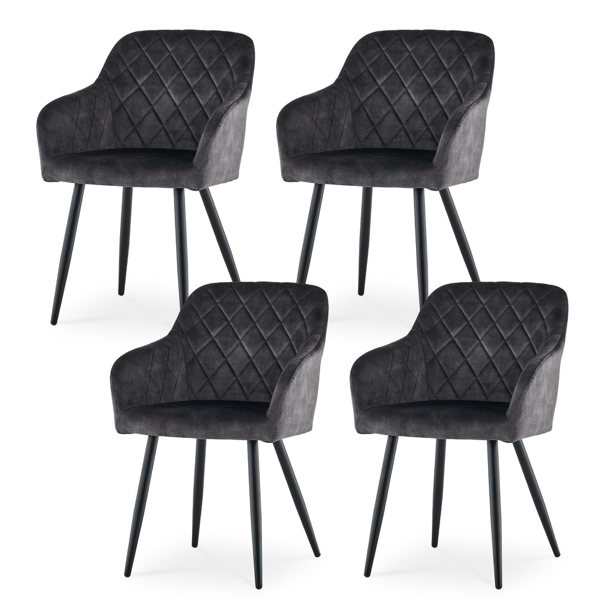 CLIPOP Esszimmerstühle 4er Set, Küchenstühle Grau Kunstlederstoff stühle Polsterstühle mit Armlehne Metallbeine Polstersessel Stühle für Esszimmer Küche (4, Kunstleder Grau)