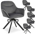6er Set Esszimmerstühle Drehbar mit Armlehne, 360° Drehstuhl Polsterstuhl Samt Modern Küchenstuhl mit Metallbeine für Esszimmer, Wohnzimmer, Büro, Dunkelgrau