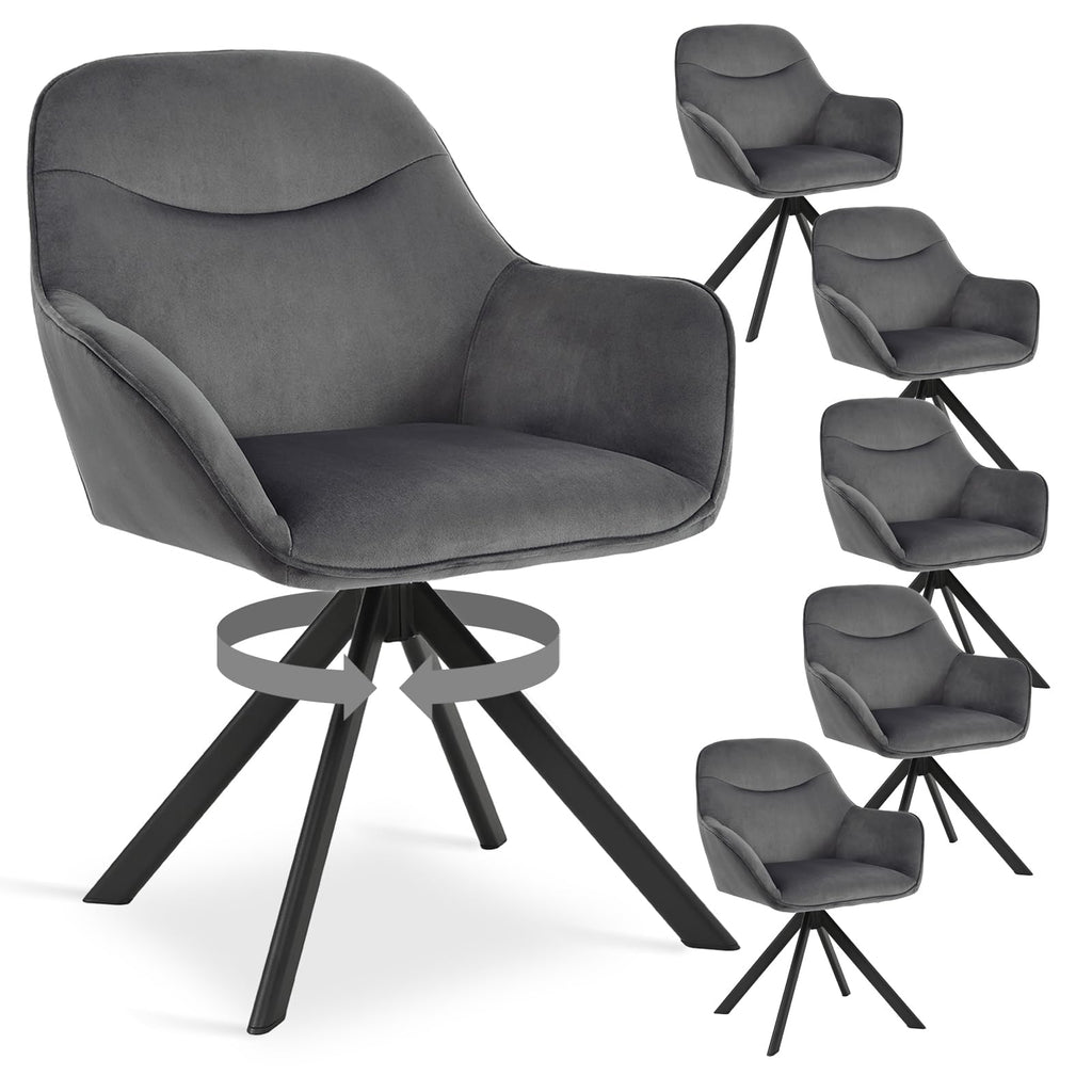 Esszimmerstühle Drehbar 4er Set mit Armlehne, 360° drehbar, Polsterstuhl Leinen, Drehstuhl Esszimmer Beige, Küchenstuhl mit Metallbeine für Esszimmer, Wohnzimmer, Büro
