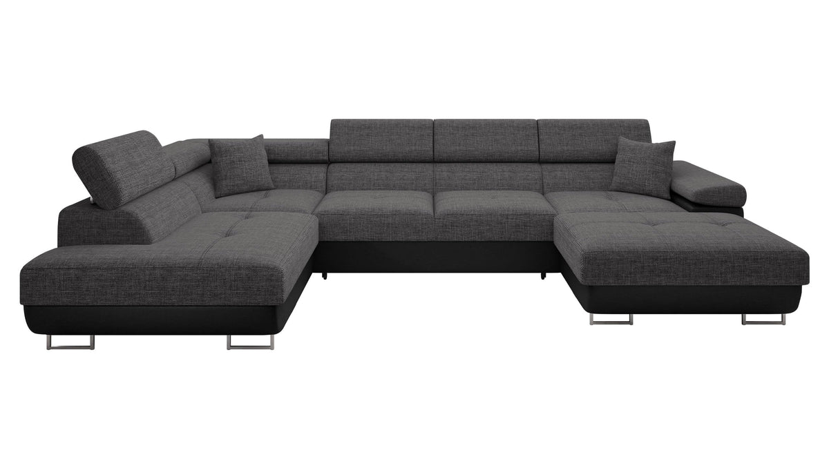 Mirjan24 Torezio Bis Ecksofa U-Form mit Schlaffunktion & Bettkasten, Wohnlandschaft mit verstellbaren Kopfstützen