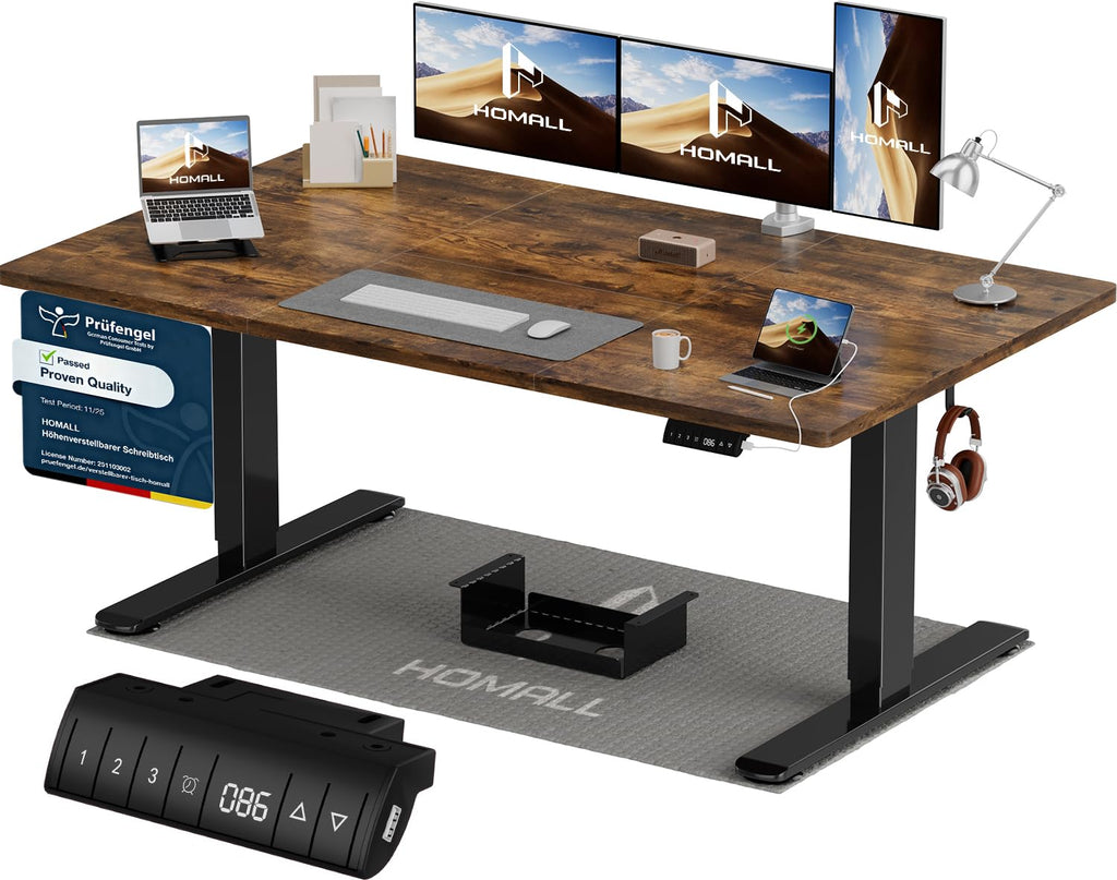 Homall Elektrischer Schreibtisch höhenverstellbar Weiß – Standing Desk mit USB-A, Memory-Funktion & Kabelmanagement