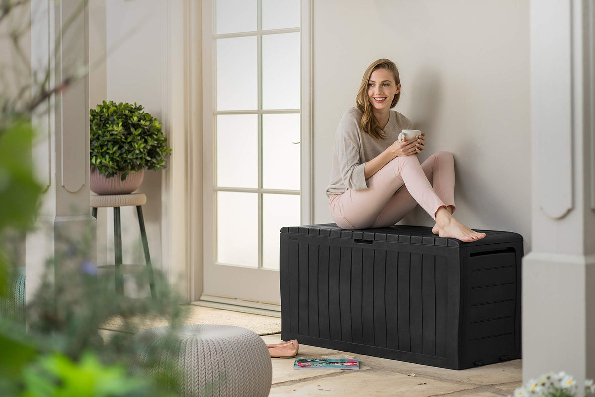 Keter 247661 Marvel+ Aufbewahrungsbox für den Garten, 270 l, Graphitgrau