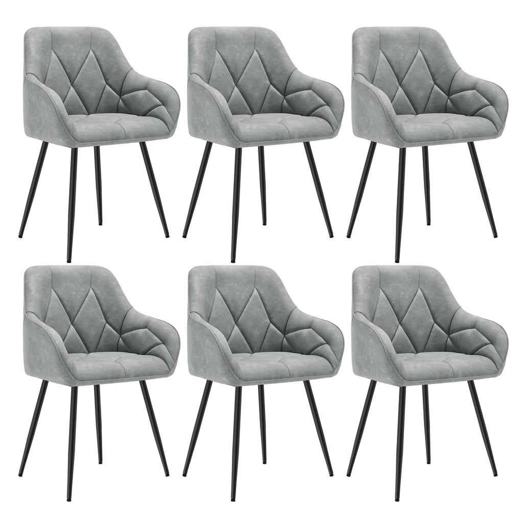WOLTU Esszimmerstühle 4er Set, für Esszimmer Wohnzimmer, ergonomische Küchenstühle gepolstert mit Armlehnen, Metallbeinen, Sitzfläche aus Vintage-Kunstleder,Dunkelbraun