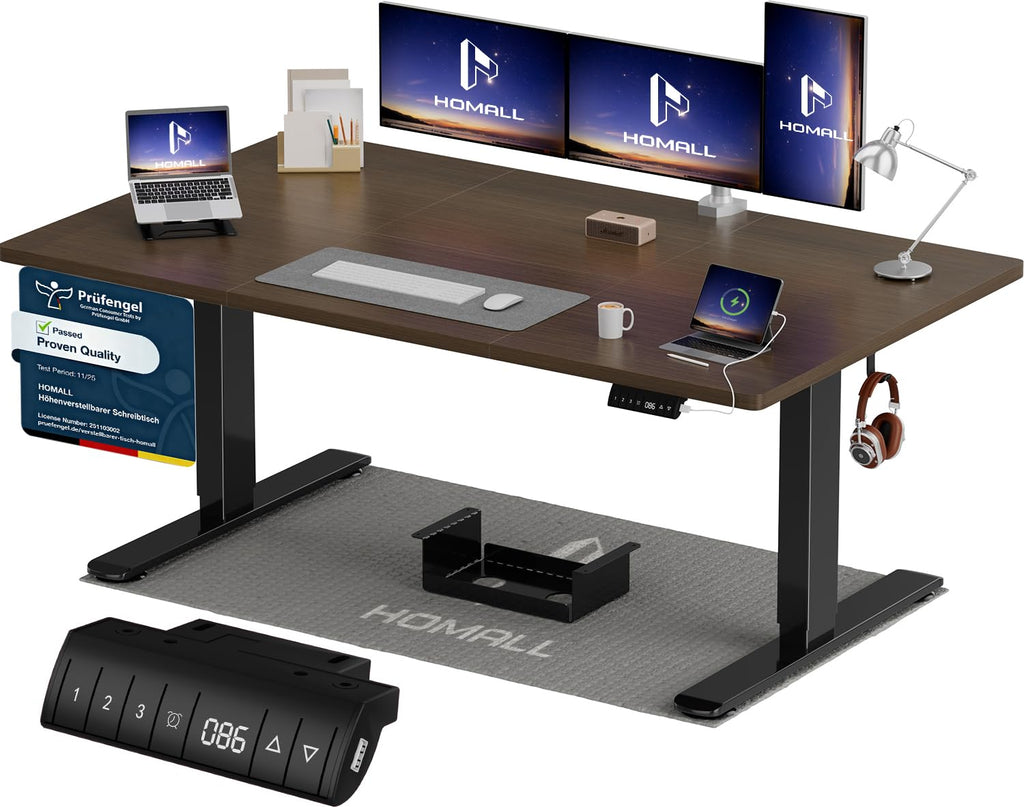 Homall Elektrischer Schreibtisch höhenverstellbar Weiß – Standing Desk mit USB-A, Memory-Funktion & Kabelmanagement