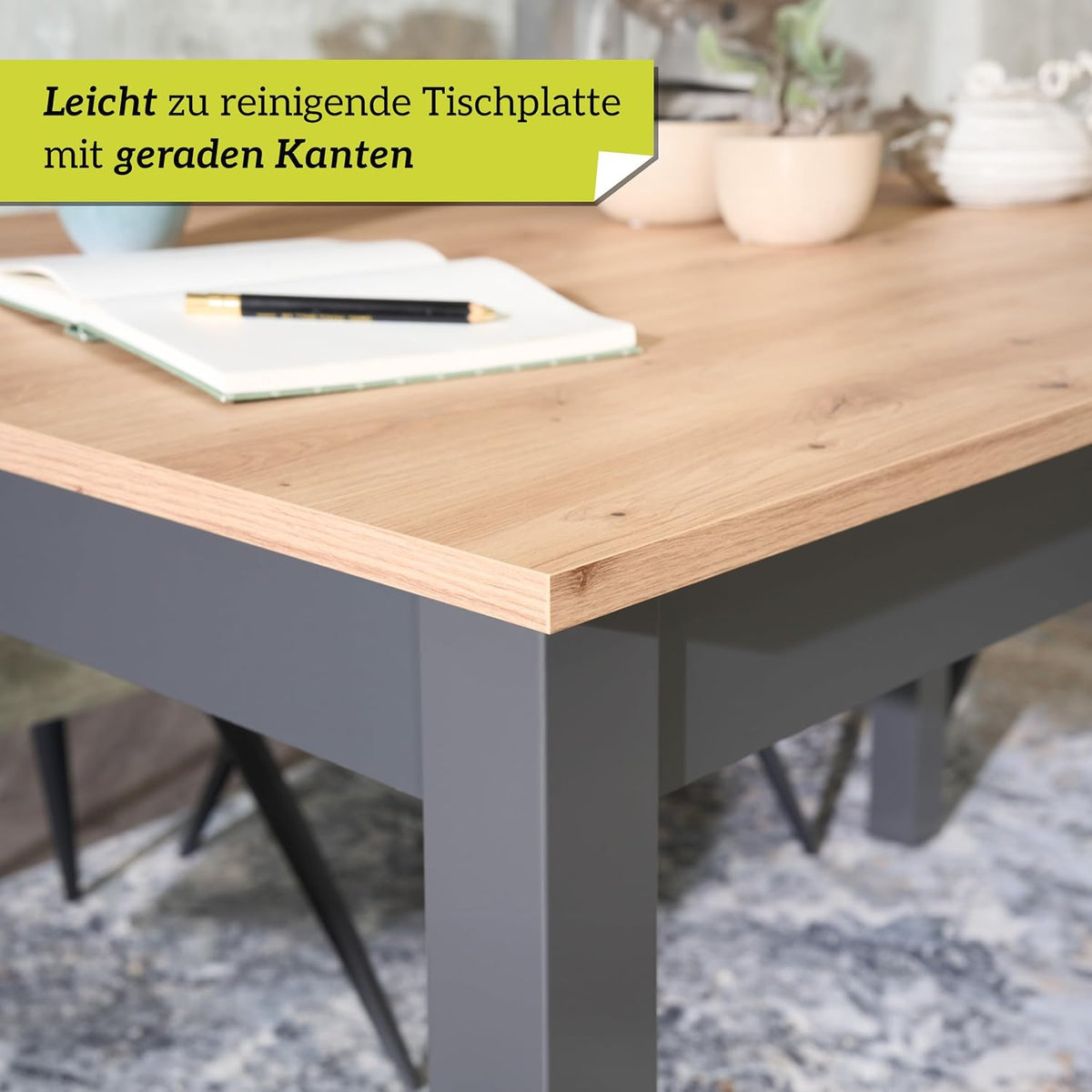 smart Esstisch 140x80 cm Asteiche, Küchentisch ausziehbar bis 180 cm, Esszimmertisch aus Holzwerkstoff inkl. erweiterbare Auszugsplatte, moderner Tisch für bis zu 8 Personen