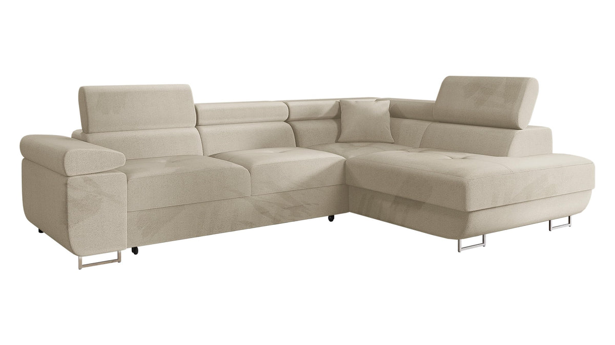 Mirjan24 Torezio Ecksofa mit Schlaffunktion & Bettkasten – L-Form Wohnlandschaft mit verstellbaren Kopfstützen, Schlafsofa für Wohnzimmer