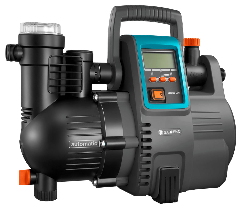 Gardena Comfort Hauswasserautomat 5000/5E LCD: Hauswasserpumpe mit LC-Display, energiesparend, Fördermenge 5000 l/h, 1300W Motor mit Thermoschutzschalter, Trockenlaufsicherung (1759-20)