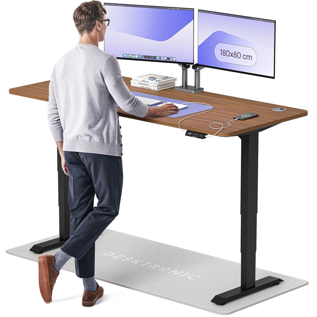 Desktronic HomePro Schreibtisch elektrisch höhenverstellbar, Steh-Sitz Schreibtisch mit Dual Motor, Touchscreen & USB-A/USB-C