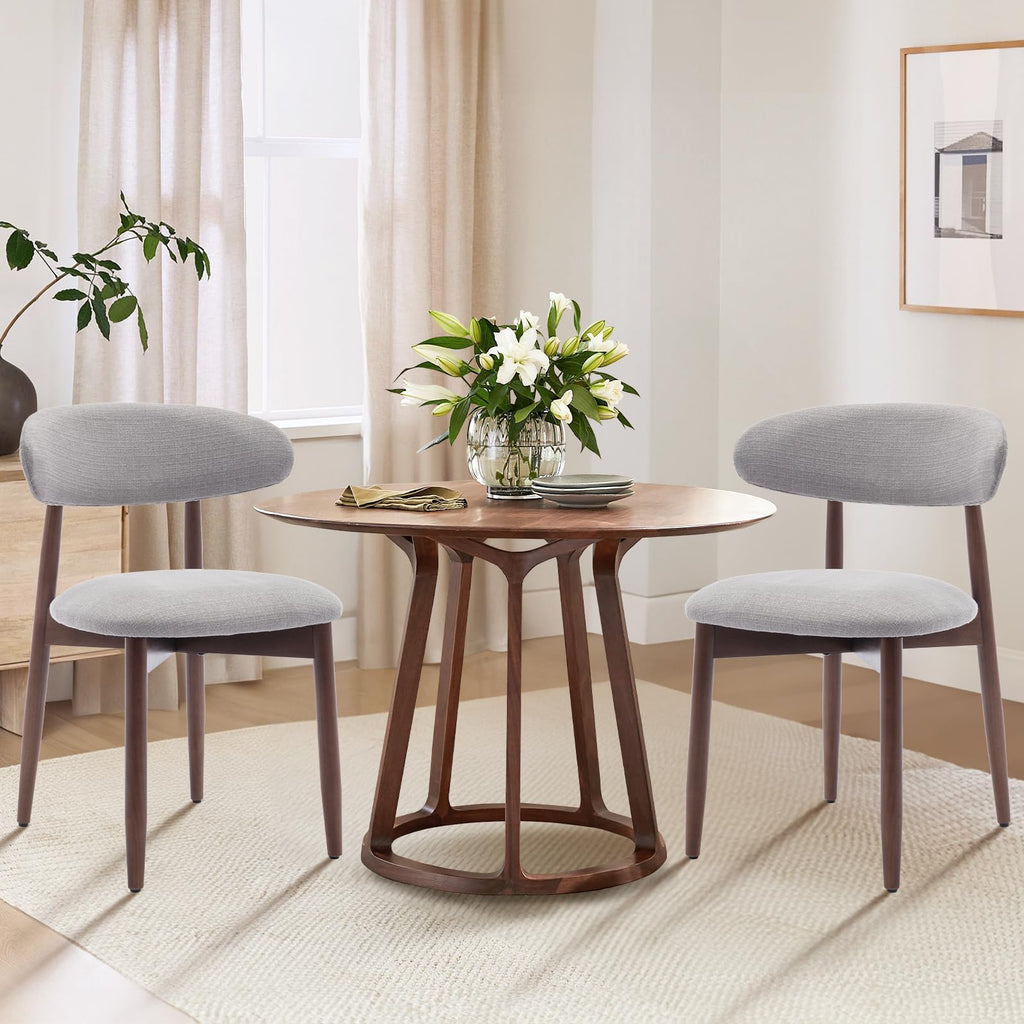 COLAMY Küchenstuhl Esszimmerstühle 4er Set, Moderne Polsterstuhl Essstühle mit Fester Rückenlehne, Stoff Esszimmerstühl mit Holzbein für Esszimmer, Küche, Restaurant, Beige