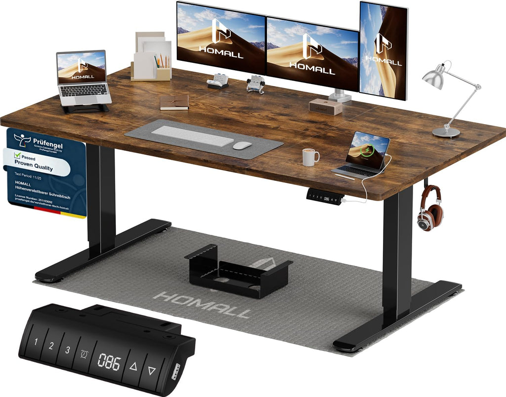 Homall Elektrischer Schreibtisch höhenverstellbar Weiß – Standing Desk mit USB-A, Memory-Funktion & Kabelmanagement