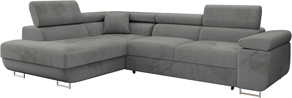 Mirjan24 Torezio Ecksofa mit Schlaffunktion & Bettkasten – L-Form Wohnlandschaft mit verstellbaren Kopfstützen, Schlafsofa für Wohnzimmer