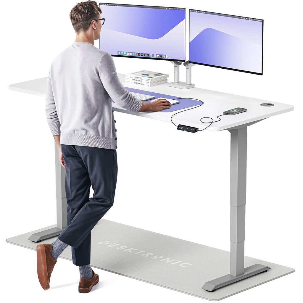 Desktronic HomePro Schreibtisch elektrisch höhenverstellbar, Steh-Sitz Schreibtisch mit Dual Motor, Touchscreen & USB-A/USB-C