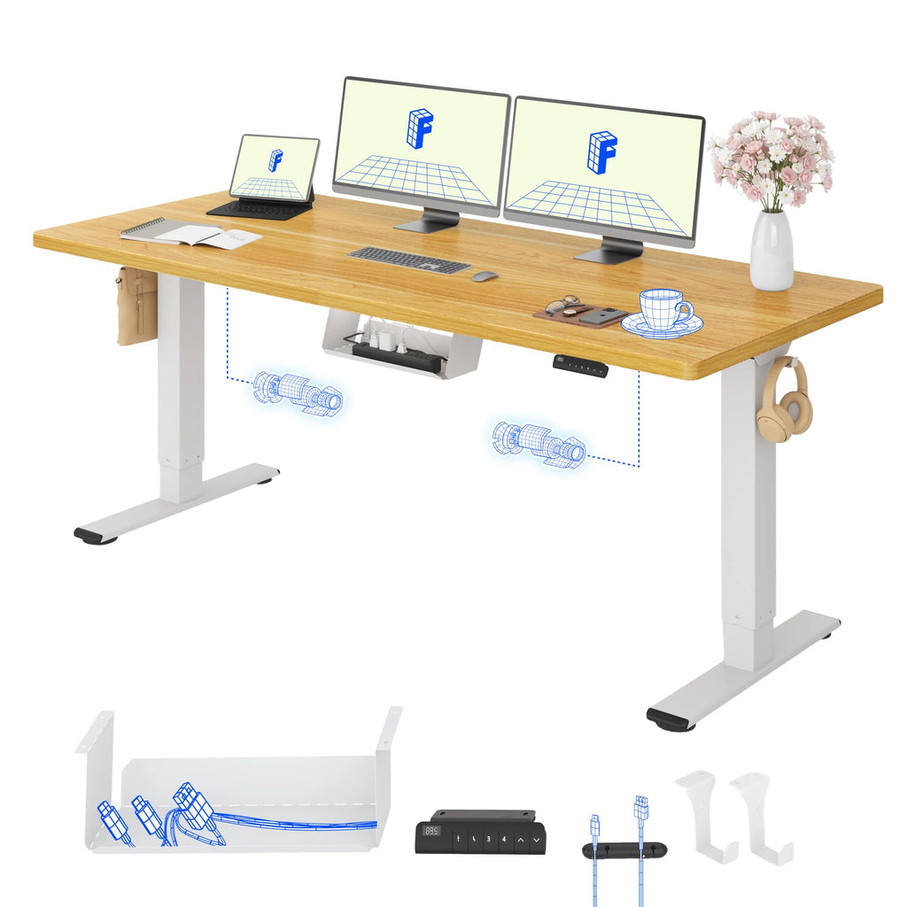 FLEXISPOT Höhenverstellbarer Schreibtisch elektrisch, Doppelmotor 160x80 cm