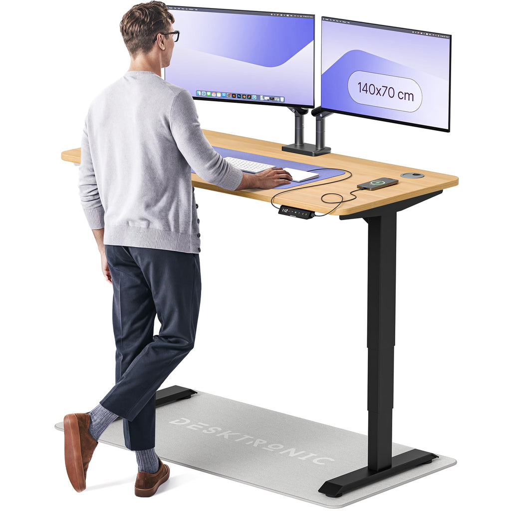 Desktronic HomePro Schreibtisch elektrisch höhenverstellbar, Steh-Sitz Schreibtisch mit Dual Motor, Touchscreen & USB-A/USB-C