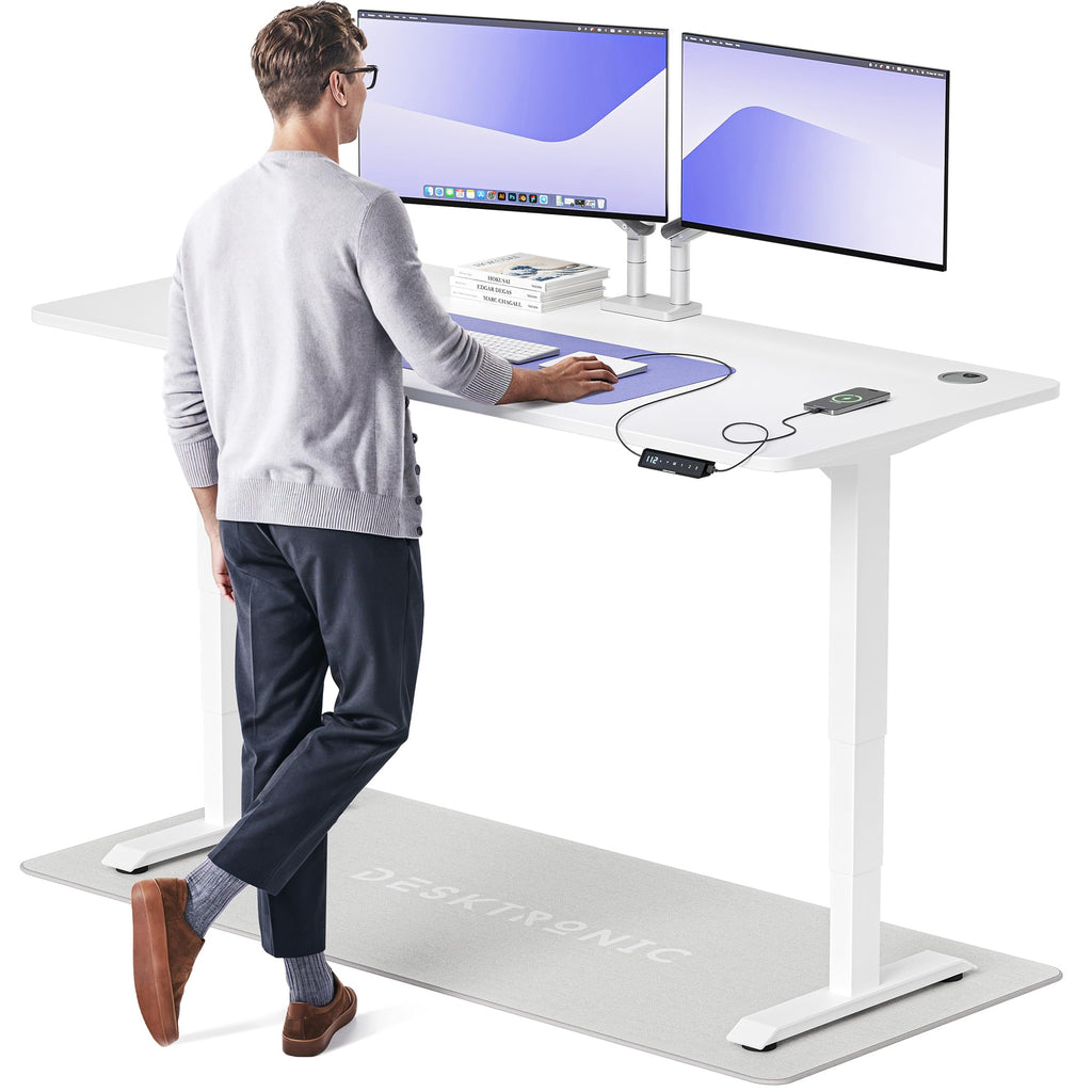 Desktronic HomePro Schreibtisch elektrisch höhenverstellbar, Steh-Sitz Schreibtisch mit Dual Motor, Touchscreen & USB-A/USB-C