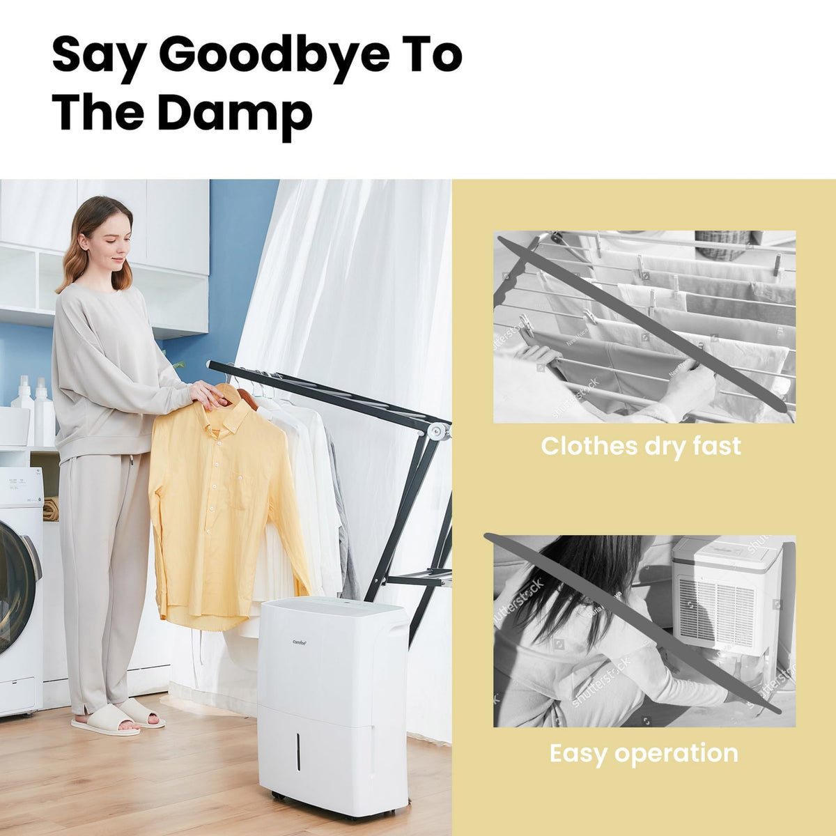 Comfee Luftentfeuchter 16L,Raumgröße ca. 80m³(32m²),Smart modu,Timer 24H,Wassertank 3L,APP-fähig, Weiß, MDDF-16DEN7-WF