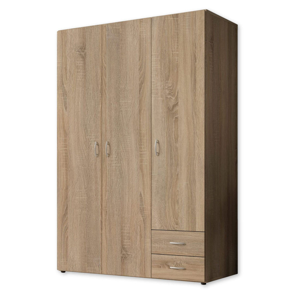 Stella Trading BASE Kleiderschrank Weiß, Drehtürenschrank mit Kleiderstange & verstellbaren Einlegeböden, mehrere Größen