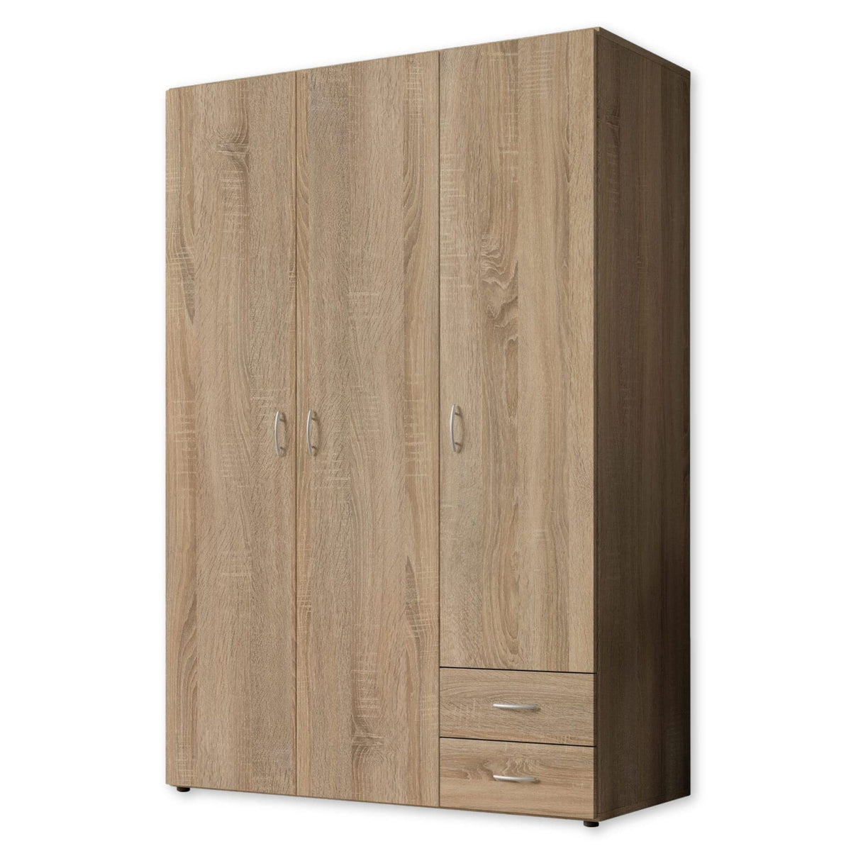Stella Trading BASE Kleiderschrank Weiß, Drehtürenschrank mit Kleiderstange & verstellbaren Einlegeböden, mehrere Größen