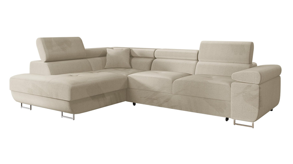 Mirjan24 Torezio Ecksofa mit Schlaffunktion & Bettkasten – L-Form Wohnlandschaft mit verstellbaren Kopfstützen, Schlafsofa für Wohnzimmer