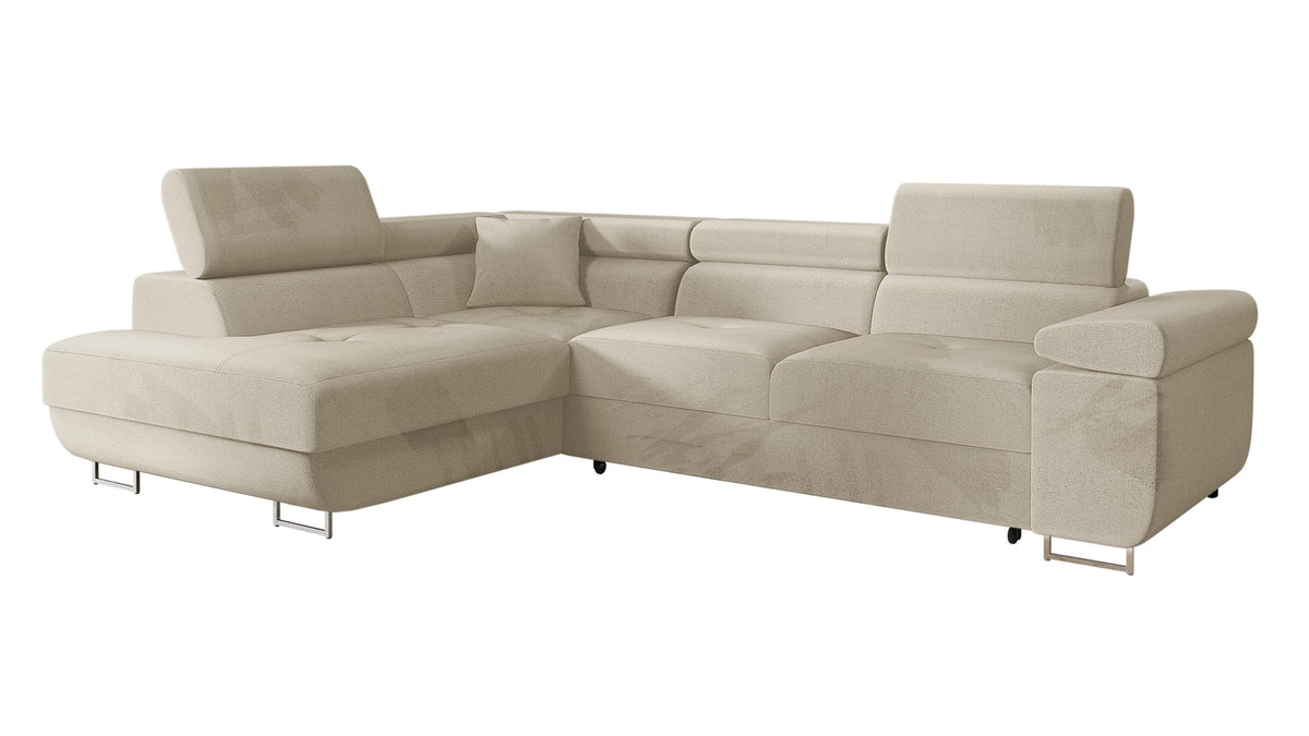 Mirjan24 Torezio Ecksofa mit Schlaffunktion & Bettkasten – L-Form Wohnlandschaft mit verstellbaren Kopfstützen, Schlafsofa für Wohnzimmer