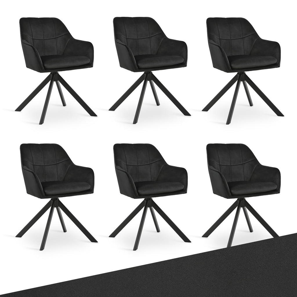 Drehstuhl Esszimmer 4er Set Samt Grün mit Armlehne Polsterstuhl Esszimmerstühle drehbar Küchenstuhl mit Metallbeine für Wohnzimmer Esszimmer