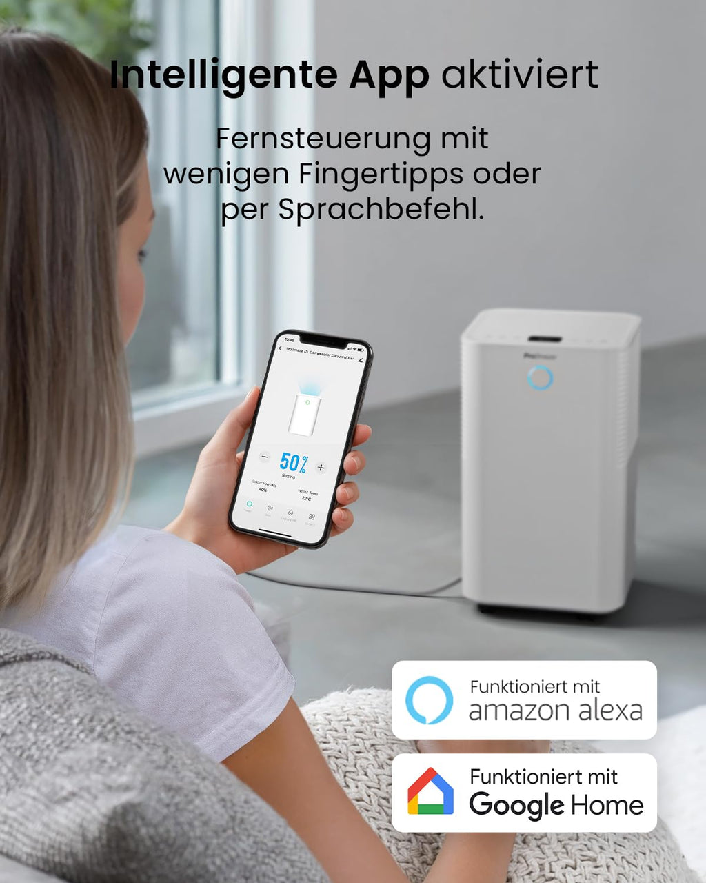 Pro Breeze OmniDry Luftentfeuchter mit App & WLAN, 12L in 24h Entfeuchtungsleistung - Luftentfeuchter elektrisch mit Wäschemodus, Feuchtigkeitssensor, Timer - Gegen Schimmel - Entfeuchter für bis 25m²