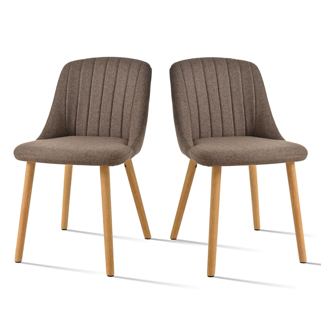 Esszimmerstühle Beige 4er Set Holzbeine Polsterstuhl Küchenstuhl aus Polyester Stühle Esszimmer Wohnzimmerstuhl für Esszimmer Küche Büro